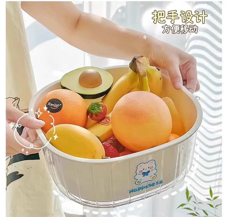 双层洗菜盆沥水篮厨房家用塑料水果盘客厅菜篓淘洗菜篮子收纳大号详情7