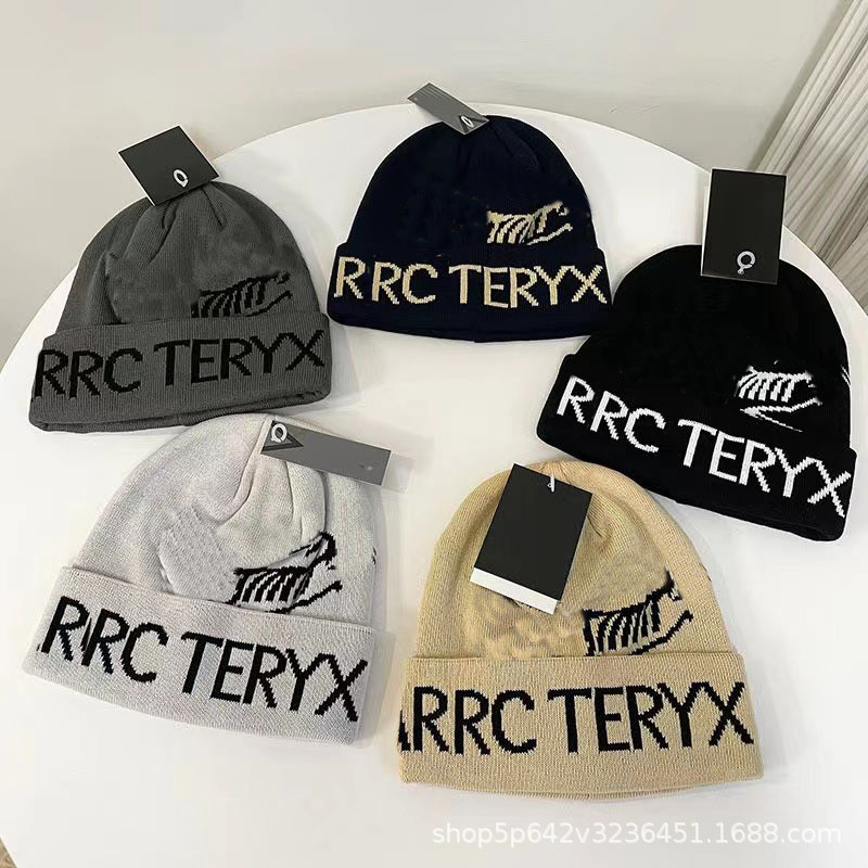 品牌【森多娜】针织帽 保暖防寒 秋冬R字母提花毛线帽加厚大版翻边男女百搭保暖套头帽小鸟护冷帽~详情1