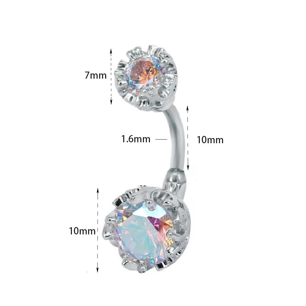 圆形锆石肚脐钉三色不锈钢彩钻肚脐环欧美新款现货批发厂家直销详情11