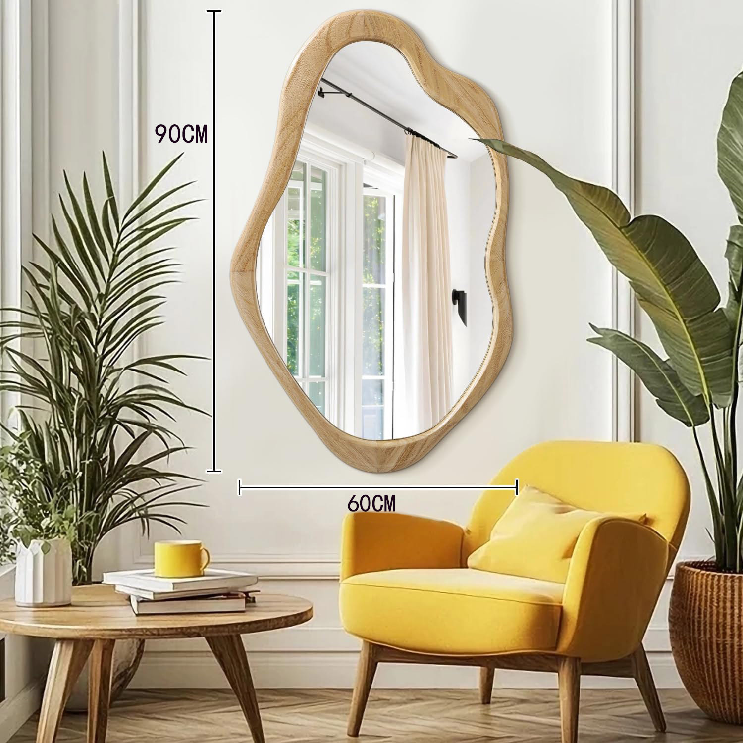 钢化镜中古风全实木异形镜壁挂式穿衣镜挂墙玄关装饰镜镜子全身镜详情3