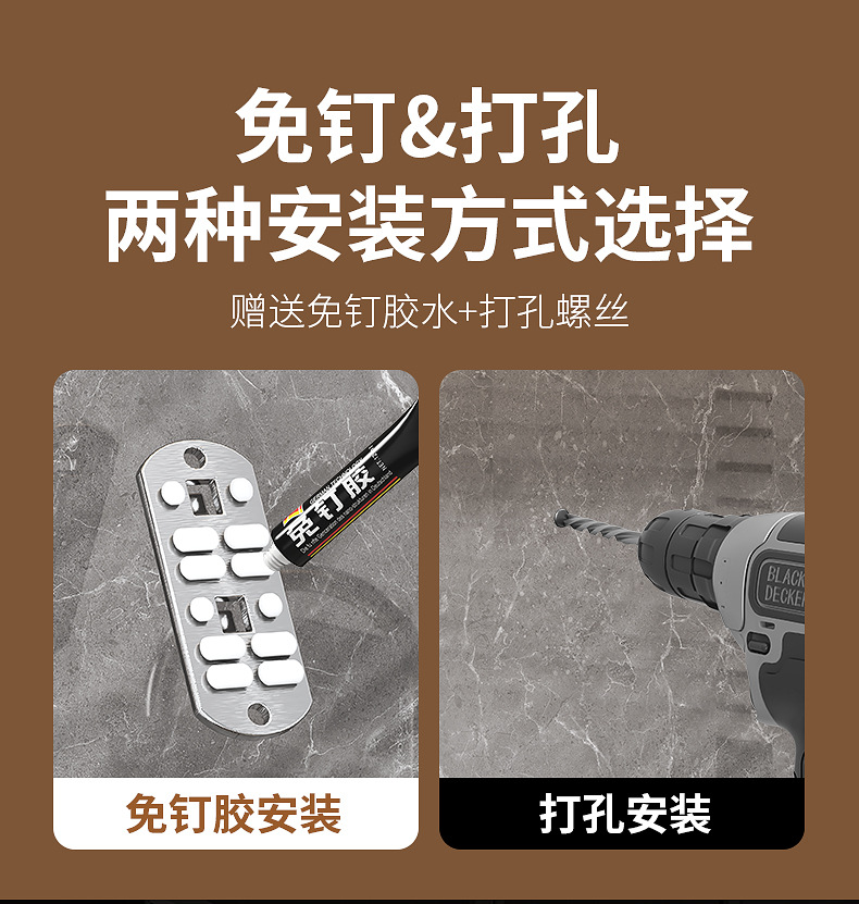 Factory wholesale stainless steel kitchen storage rack, wall-mounted adjustable telescopic pot rack without drilling, cookware storage rack pic 15