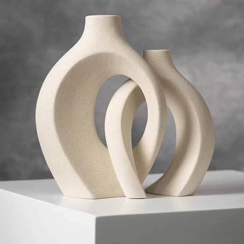 Nordic-style ceramic vases and flower arrangements, high-end and niche living room entrance hall home decoration vases and ceramic flower vases pic 9