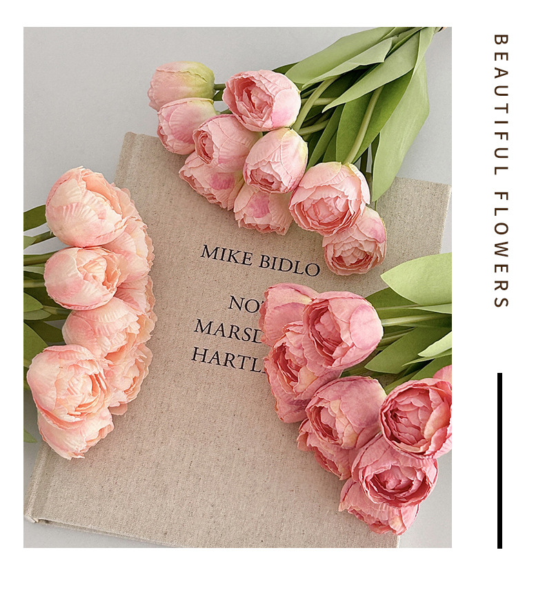 9头焦边郁金香仿真花郁金香手捧花束家居婚庆装饰花客厅餐厅摆件详情11