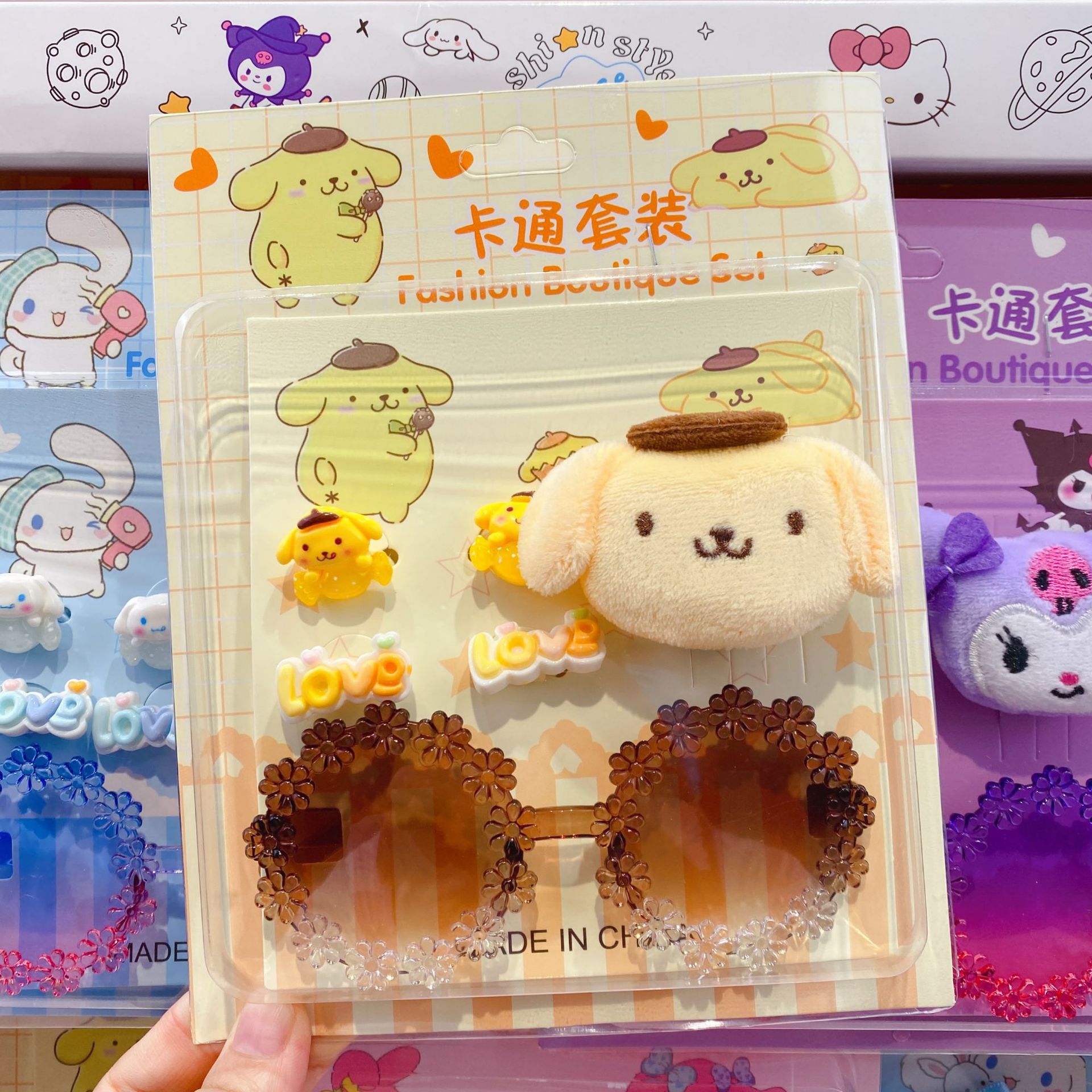 新款三丽鸥眼镜卡通皮筋发夹饰品套装可爱少女心装扮潮玩时尚精品详情2