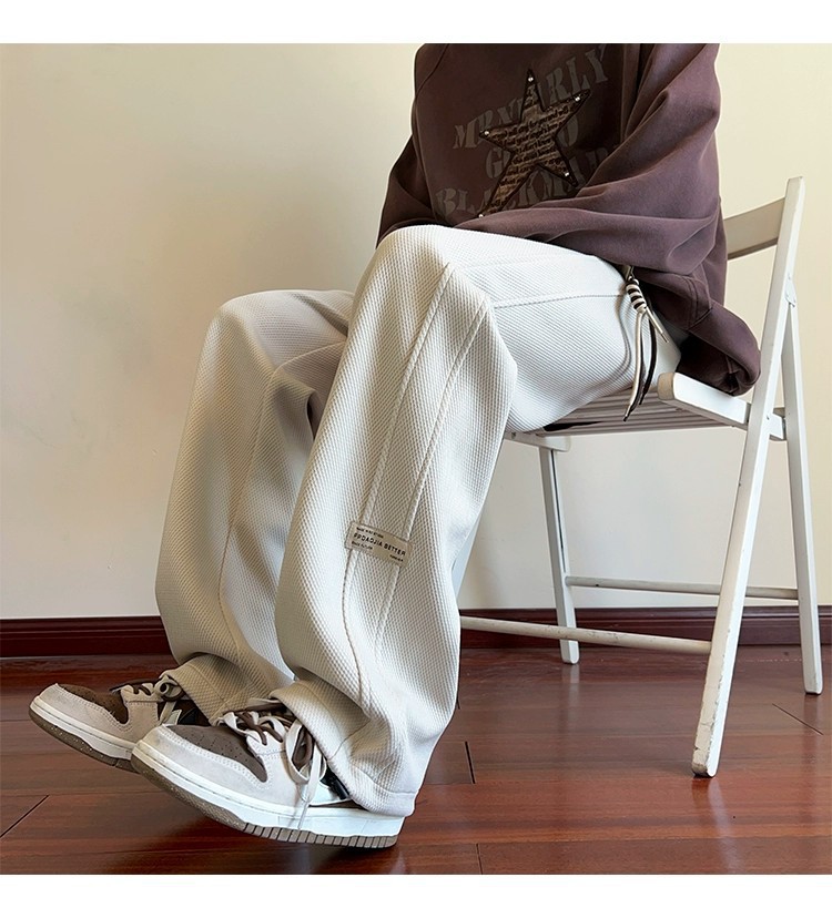 潮牌休闲裤子男宽松春秋新款抽绳运动裤青少年学生高级感卫裤长裤详情33