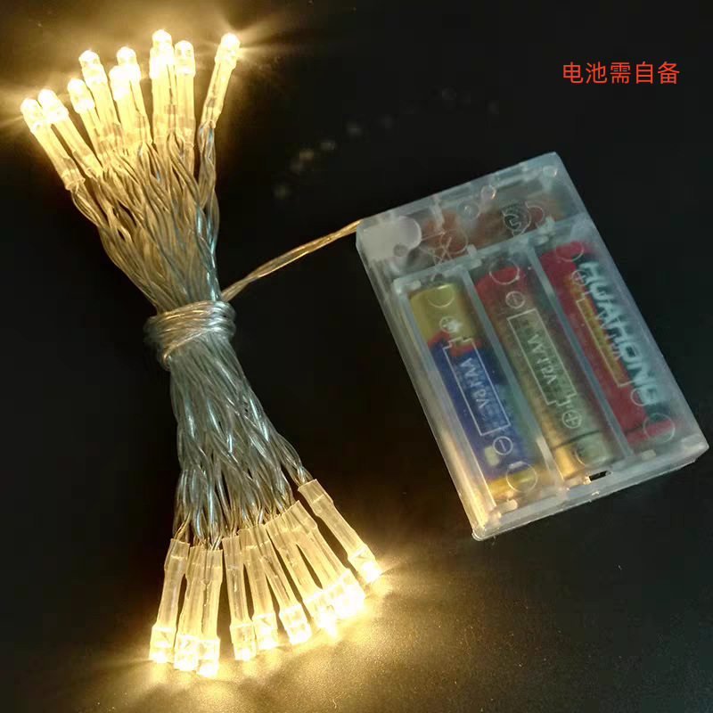 新年跨境新款led灯串满天星带闪功能防水电池盒裸灯圣诞节日户外详情2