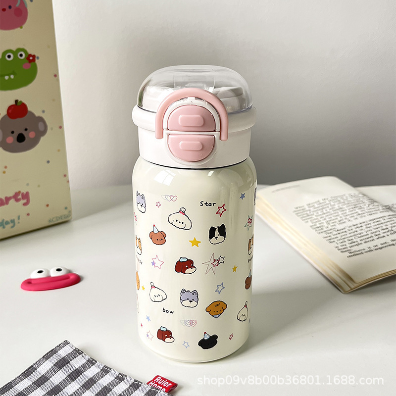 Simple insulated cup for girls with straw, high appearance level, double drinking cup 316 new model, portable for students, stainless steel insulated pic 1