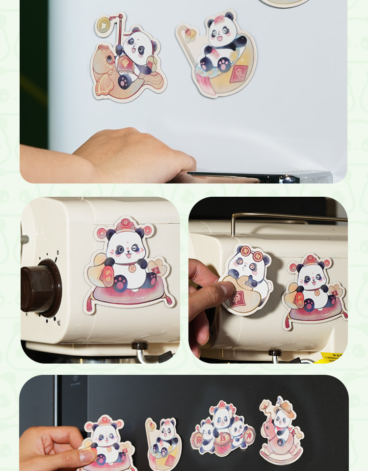 熊猫玩家创意双面立体招财念念软磁国潮风冰箱贴工艺品礼品新颖个性装饰品详情16