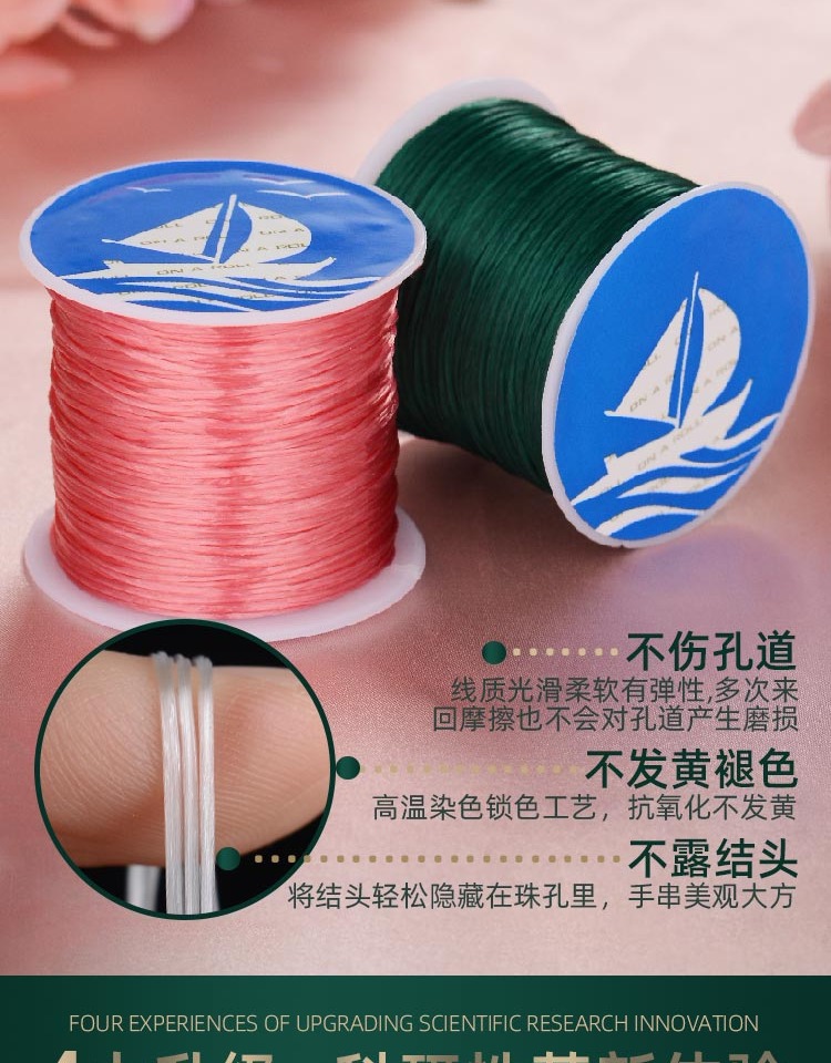 Crystal flat silk, elastic thread, cultural play beads, ox tendon beads, bracelet rope, rubber band bracelet rope, wear-resistant rope pic 4