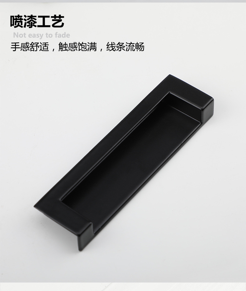 黑色嵌入式暗装拉手金色银色抽屉把手青古铜挖槽移门加长对装拉手详情20