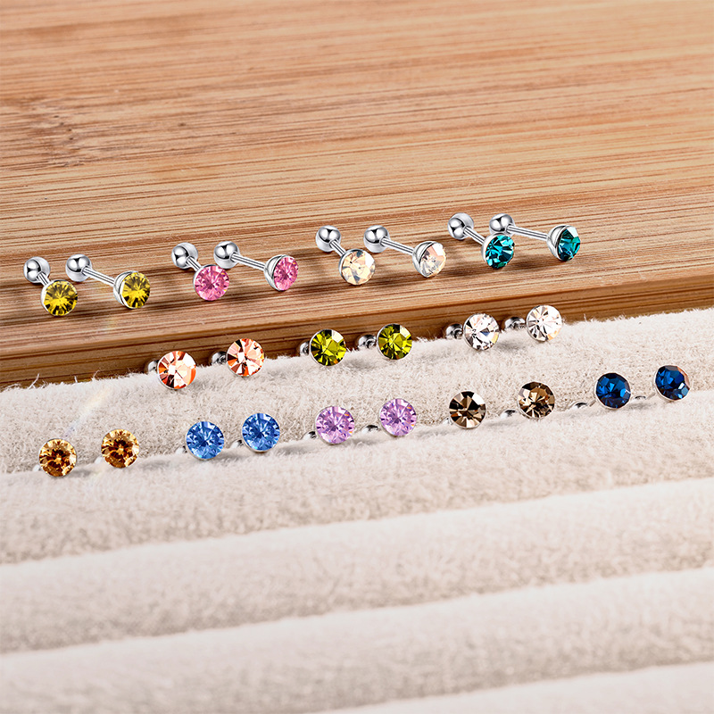 s925通体纯银爆闪施家华子耳钉彩色耳骨钉爆闪螺丝拧扣耳蜗钉耳饰详情29