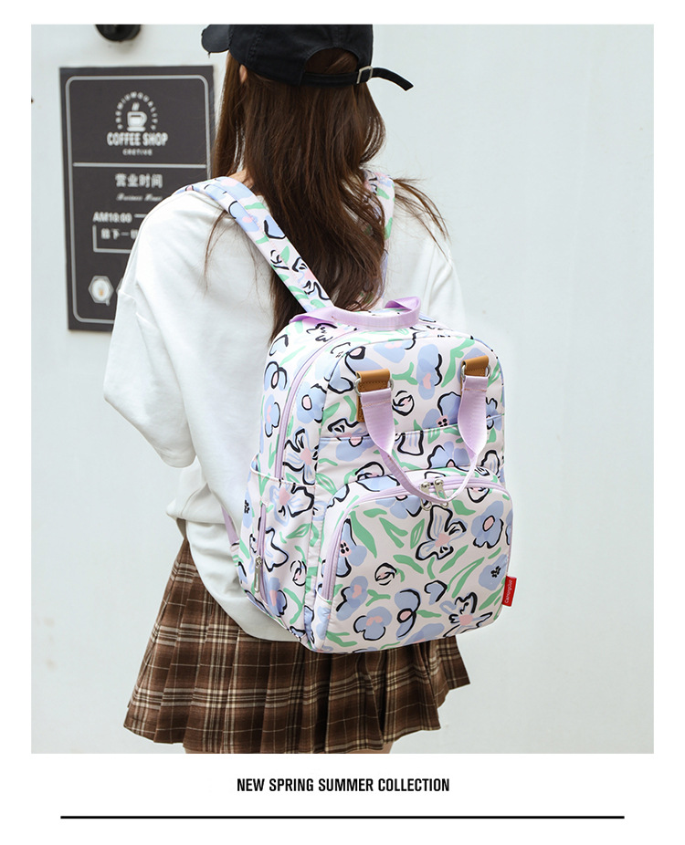 印花大容量外出双肩包时尚女背包婴儿奶瓶保温跨境热销母婴妈妈包详情14