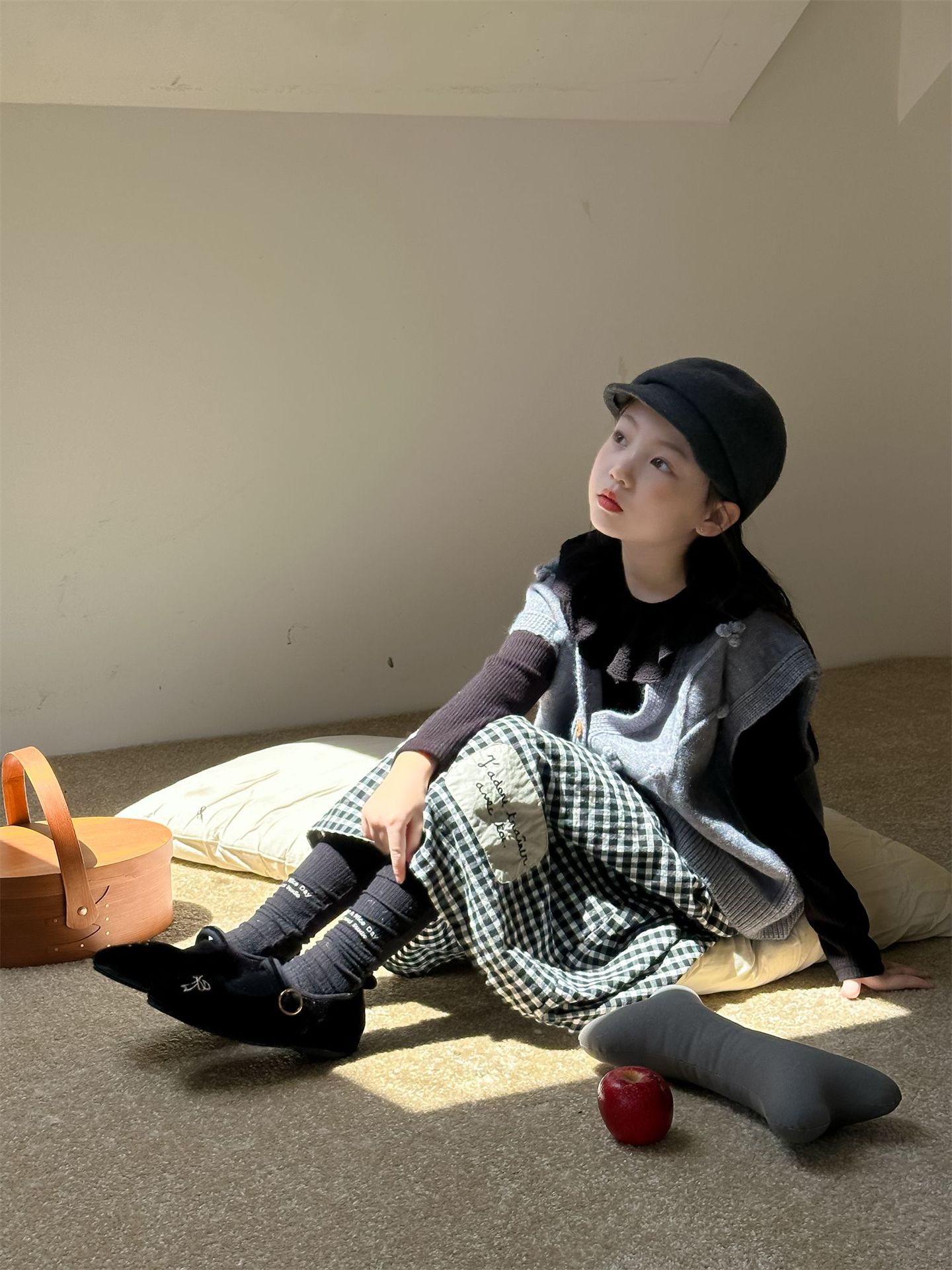 花与寻童装女童韩系穿搭洋气格子裙2024秋季新款百搭中长款半身裙详情24