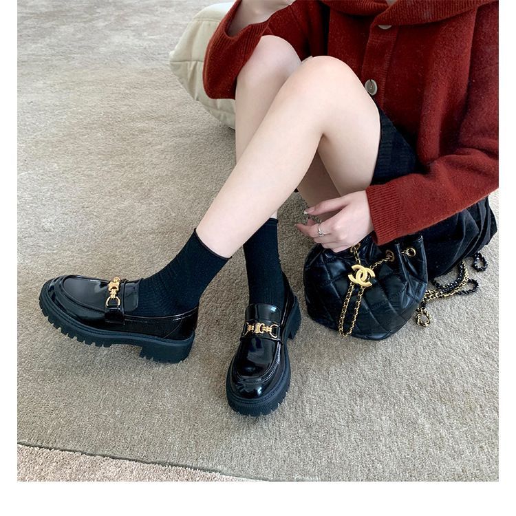 全牛皮~真皮小皮鞋女英伦风乐福鞋2023年新款圆头厚底日常JK单鞋详情19