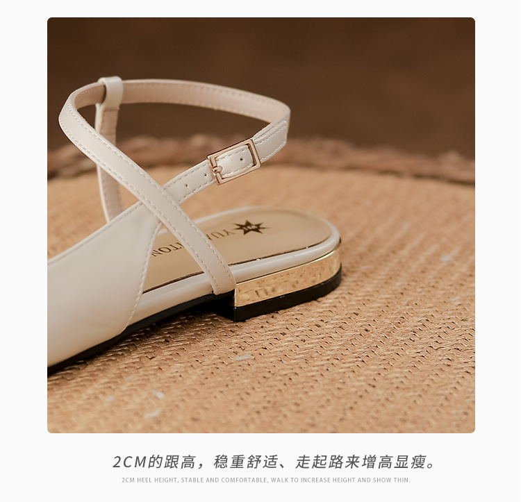 女鞋夏季女2025法式不累脚单鞋舒适平底气质后空包头凉鞋女时尚详情9