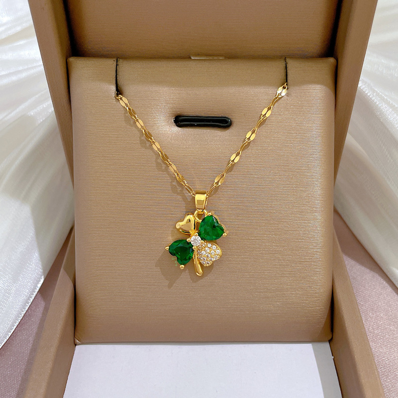 【钛钢】幸运项链女铜微镶真金电镀简洁Ins网红精致锁骨链脖链详情20