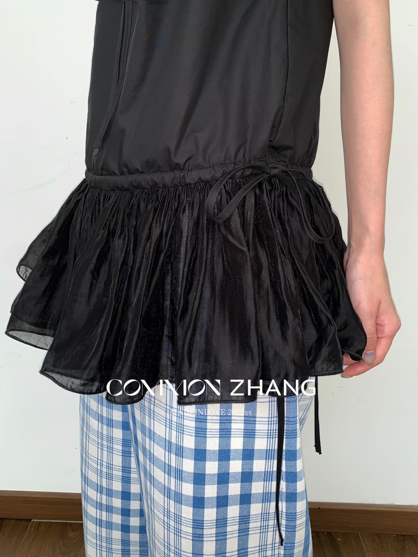 CZ ZHANG Summer French mint Manbo V-neck lace-up Youthful A-line puffed vest dress for women, B23782 pic 37