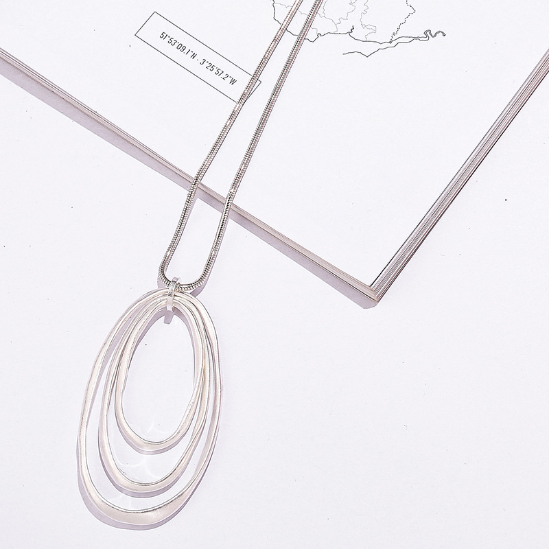 跨境饰品亚马逊爆款热销欧美复古长款项链几何吊坠女士金属毛衣链详情8