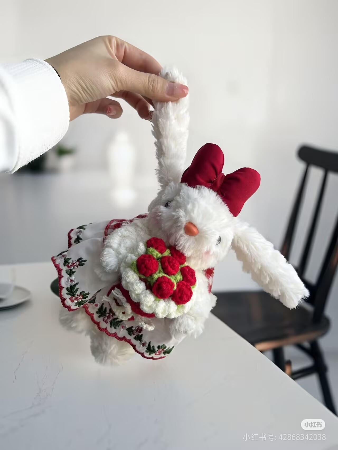 Cute ear-hanging rabbit dolls, plush figurines, rabbit keychains, bags, pendants, decorations, cartoon gifts with high appearance standards pic 5