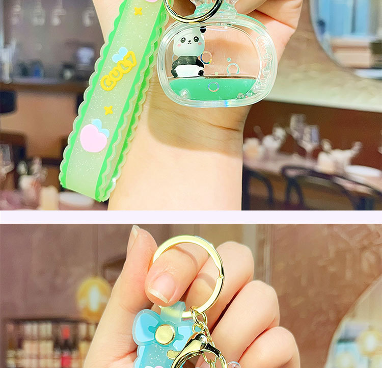 入油亚克力漂浮公仔熊猫钥匙扣流沙钥匙链包包挂件挂饰小礼品批发详情13