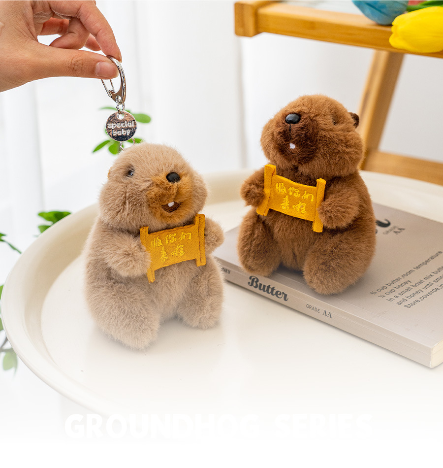 Officially authorized marmot plush keychain pendant, cute and fun functional schoolbag keychain small gift pic 2