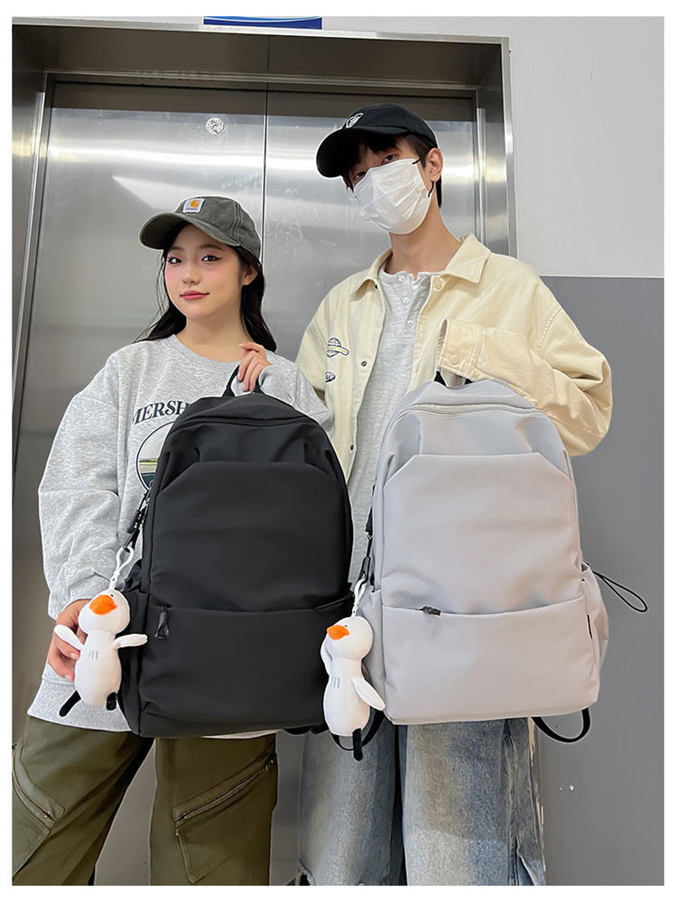 中大学生书包女潮流褶皱双肩包男批发 学院风情侣休闲耐用双肩包详情36