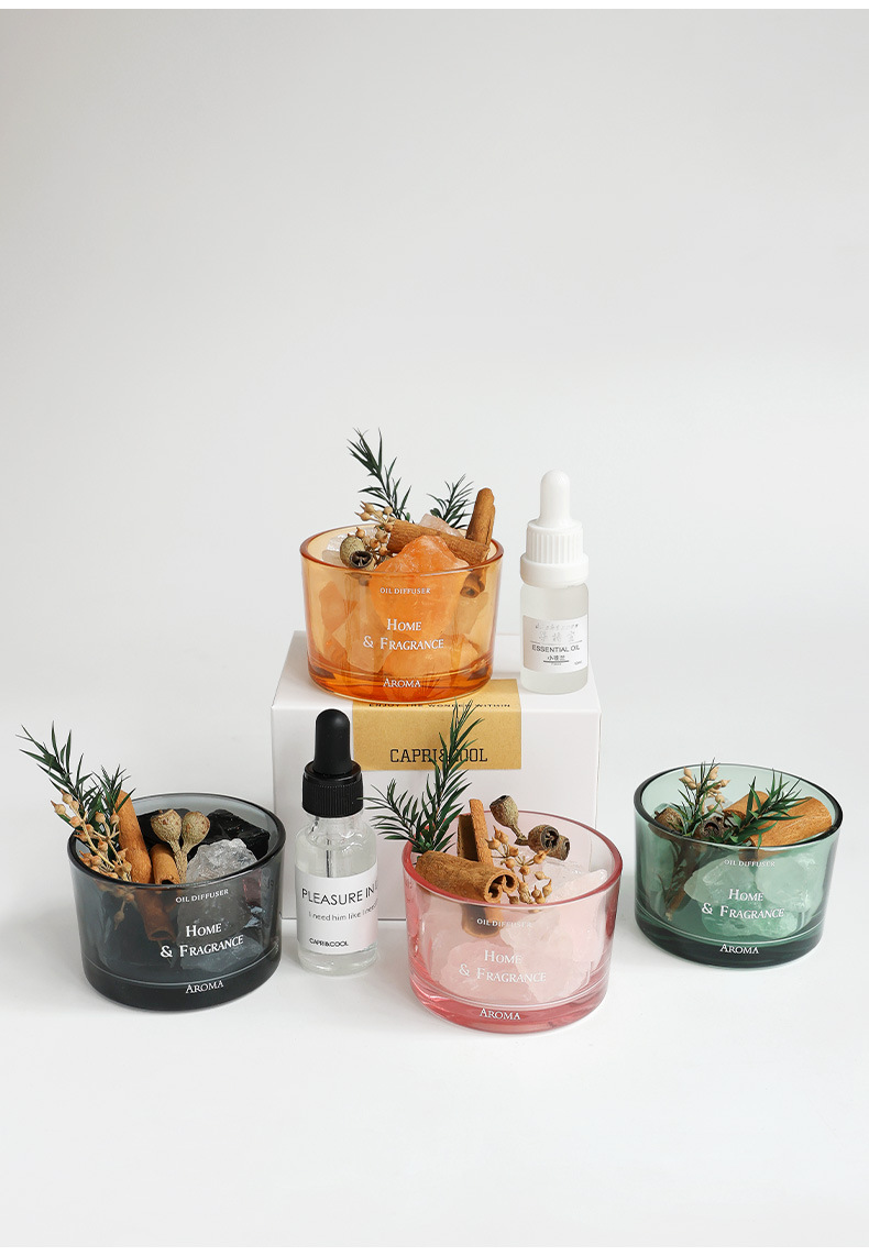 Diffuser stone aromatherapy, flameless aromatherapy essential oil, home bedroom fragrance crystal stone ornament, niche high-end dried flower souvenir pic 29