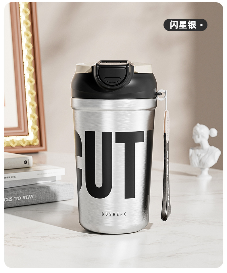 Insulated cup, office straw coffee cup, women's 2025 new model, high appearance level, stainless steel portable and simple water cup pic 15