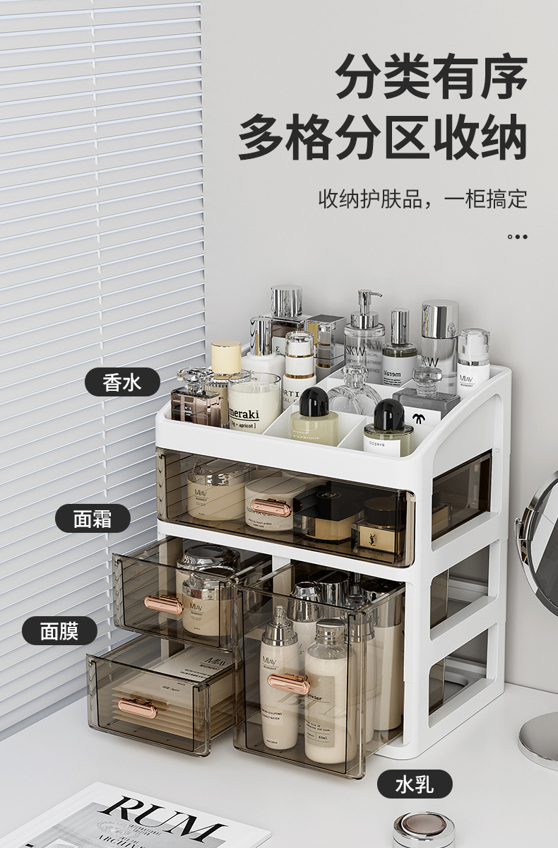 Storage box, desktop storage, drawer-type stationery, multi-layer storage rack, transparent large-capacity cosmetics, dressing table, and miscellaneous items pic 3