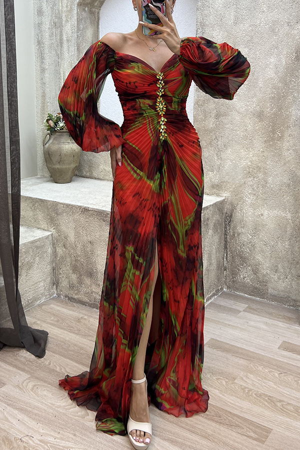 High-end women's dress高品质四季女装聚会压褶民族风性感连衣裙详情26