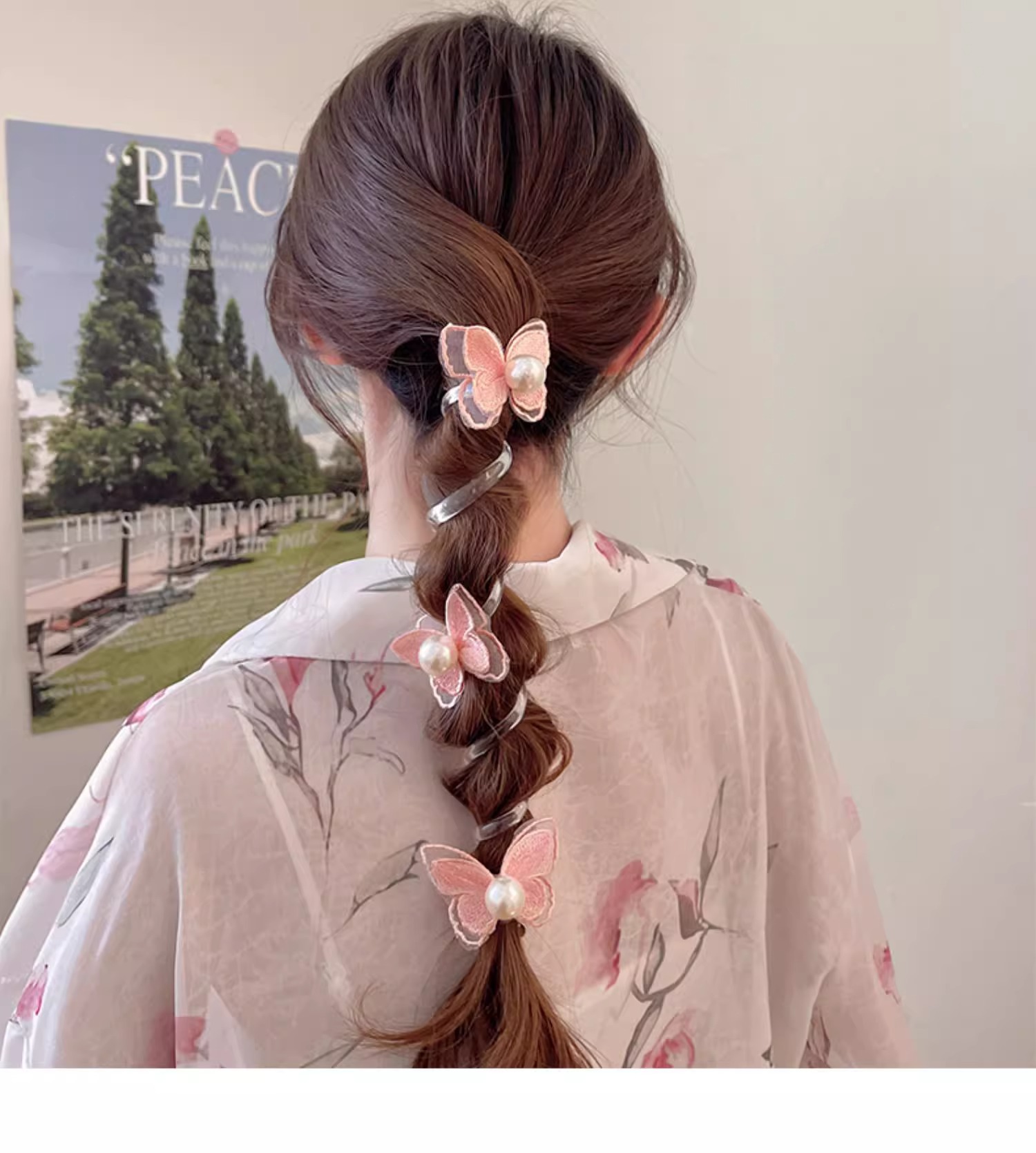 Forest-style butterfly bubble braid hair tie for women 2024, a new high-end French telephone line hair band and ponytail braiding tool pic 8
