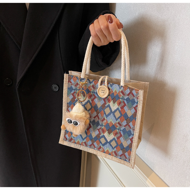 小众高级感防水麻布手提包秋冬季新款伴手礼袋现货批发手拎小挎包详情11