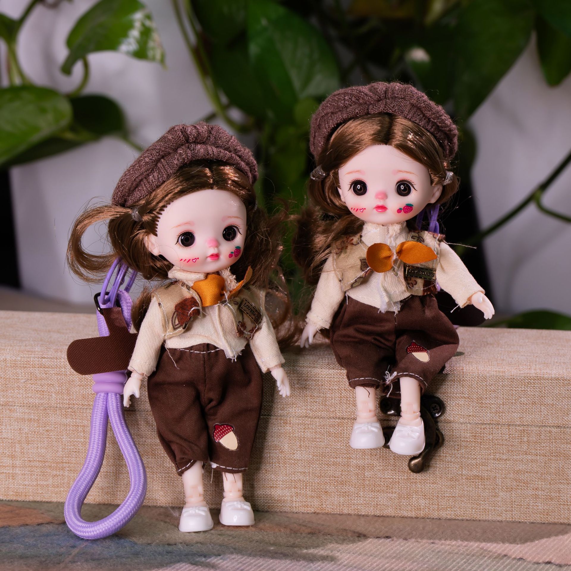 新款潮玩娃娃挂件6寸17公分换装衣服公仔关节可活动手机包包钥匙详情20