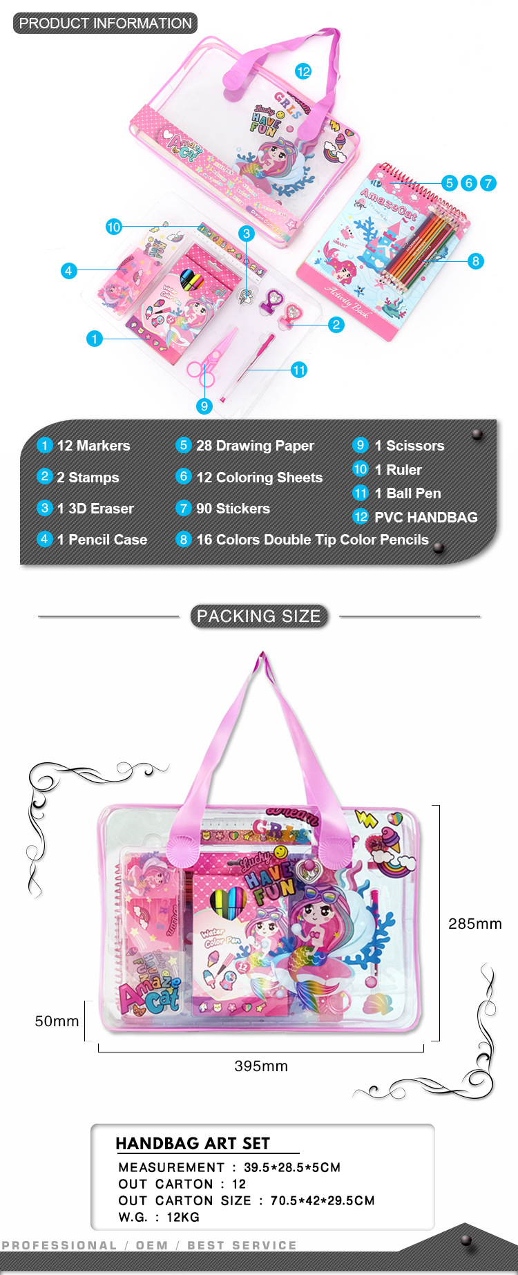 The painting set with a handbag, the Surprise Cat returns to school, stationery set, office and school pic 3