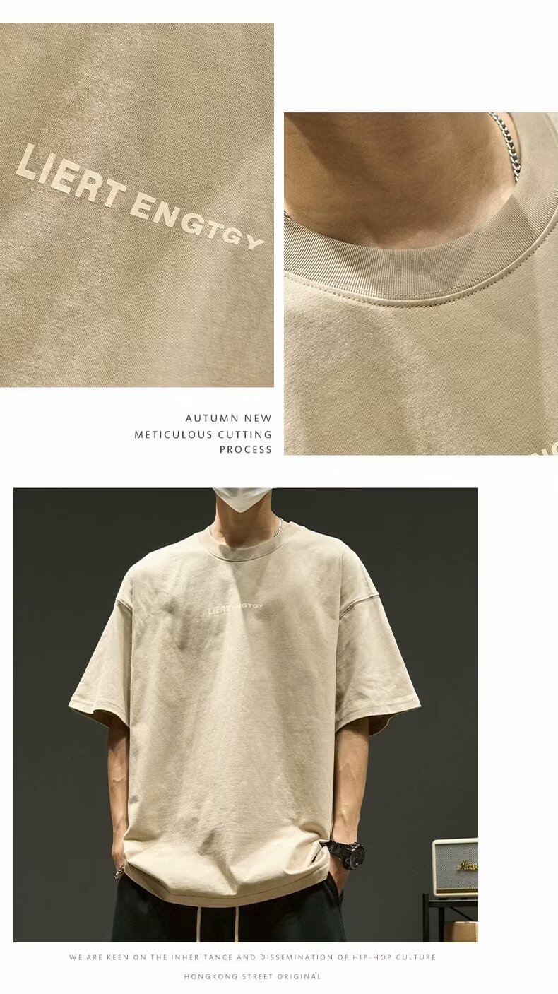 夏季男士t恤潮牌潮流简约半袖上衣男装短袖纯棉衣服男生体恤印花详情28