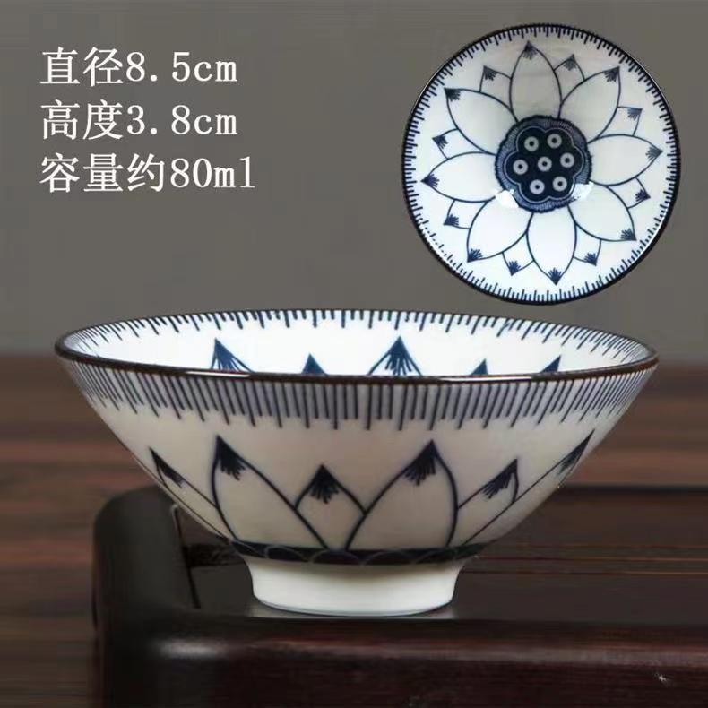 复古青花瓷家用主人杯斗笠杯陶瓷小茶杯茶盏套装中式手绘陶瓷单杯详情9