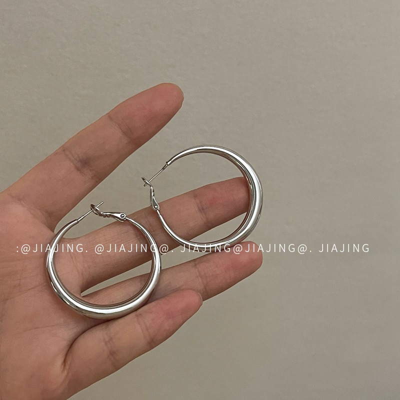冷淡风素圈耳环复古圆圈耳饰925银针小众高级感气质轻奢风简约女~详情12