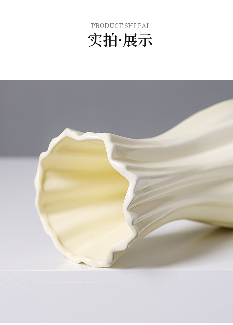 2026 French ins Cream Style Ceramic Vase, high-end and light luxury hotel living room table, artificial flower fresh flower arrangement decorative vase pic 7