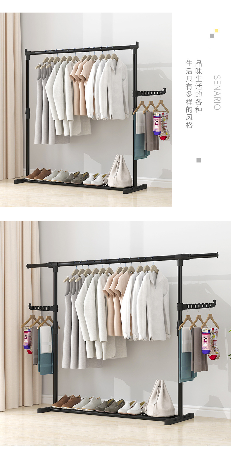 The clothes drying rack is a portable, simple double-pole indoor balcony hanging rack, a floor-standing telescopic and foldable clothes drying rack pic 4
