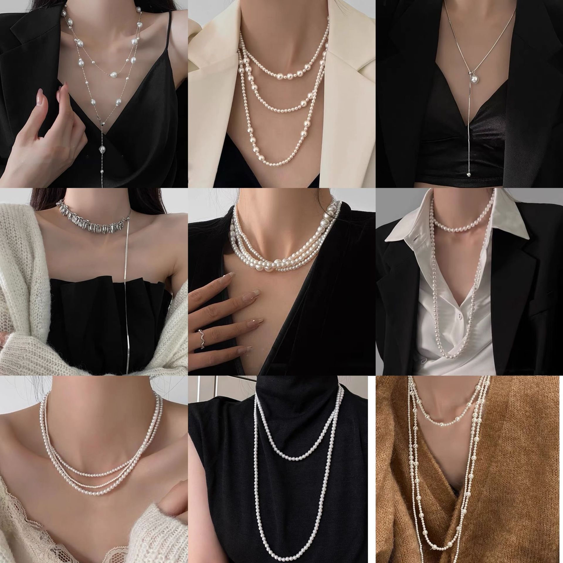 Irregular long pearl necklace, French light luxury style, sweater chain, niche simple and high-end necklace wholesale for women pic 3