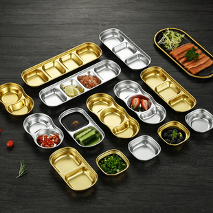金色凉菜碟调料碟猫碗汤碗双层户外米饭碗304不锈钢韩式泡菜碟详情10