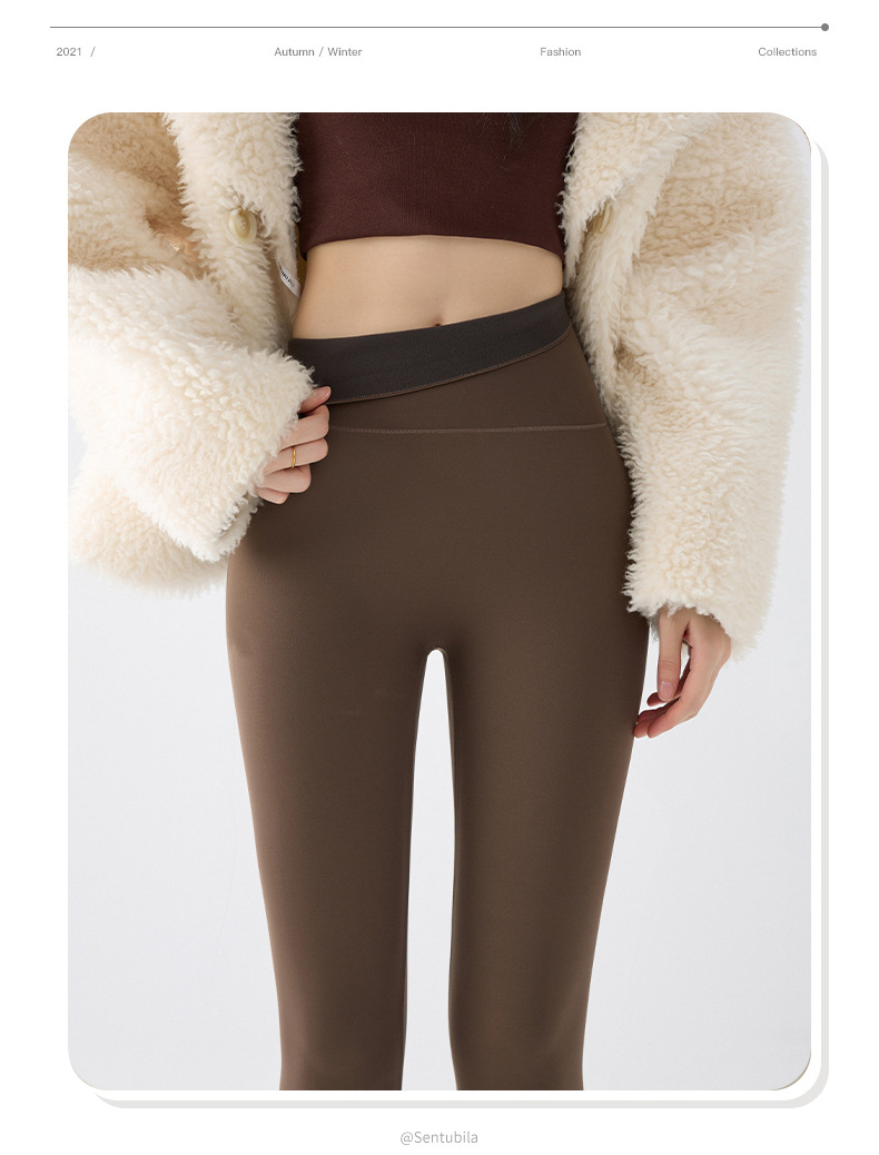 Shark pants with fleece for women, thick outerwear long pants for autumn and winter, warm, hip-lifting, high-waisted, new warm, oversized Barbie pants pic 16