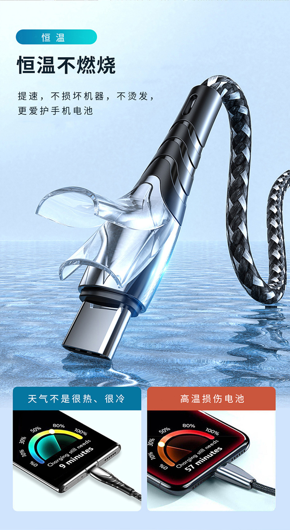 锌合金数据线适用安卓TYPE-C苹果手机USB中性5A快充电线厂家直销详情5