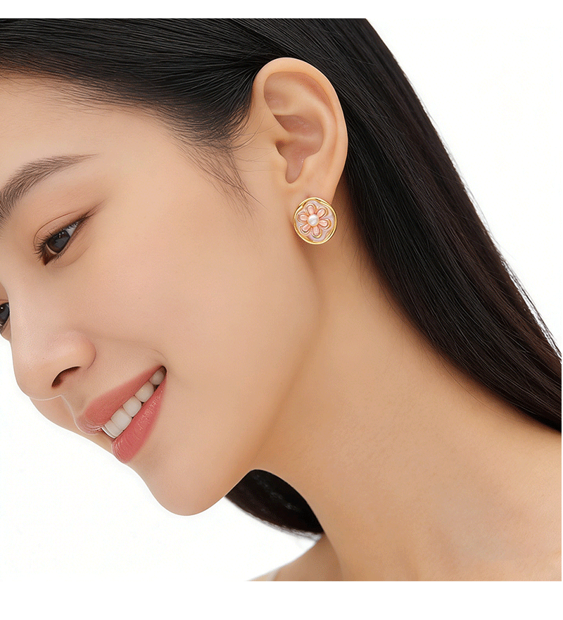 Hyacinth Monet Garden Oil Painting style earrings, live-streaming bestsellers, elegant and high-end earrings, unique design, oil-dripping small flowers pic 9