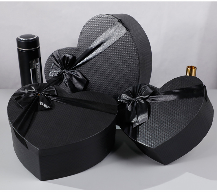 心形黑色套三礼品包装盒情人节巧克力伴手礼创意礼物盒生日口红盒详情8