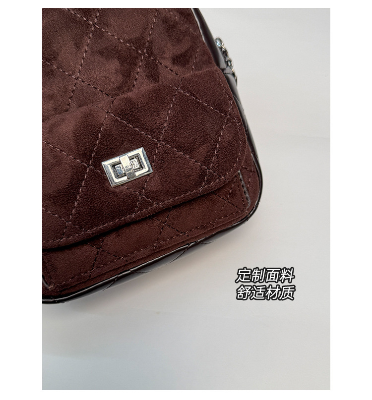 时尚小香风菱格链条女包新款绒面双肩包小众百搭手提包儒雅休闲包详情5