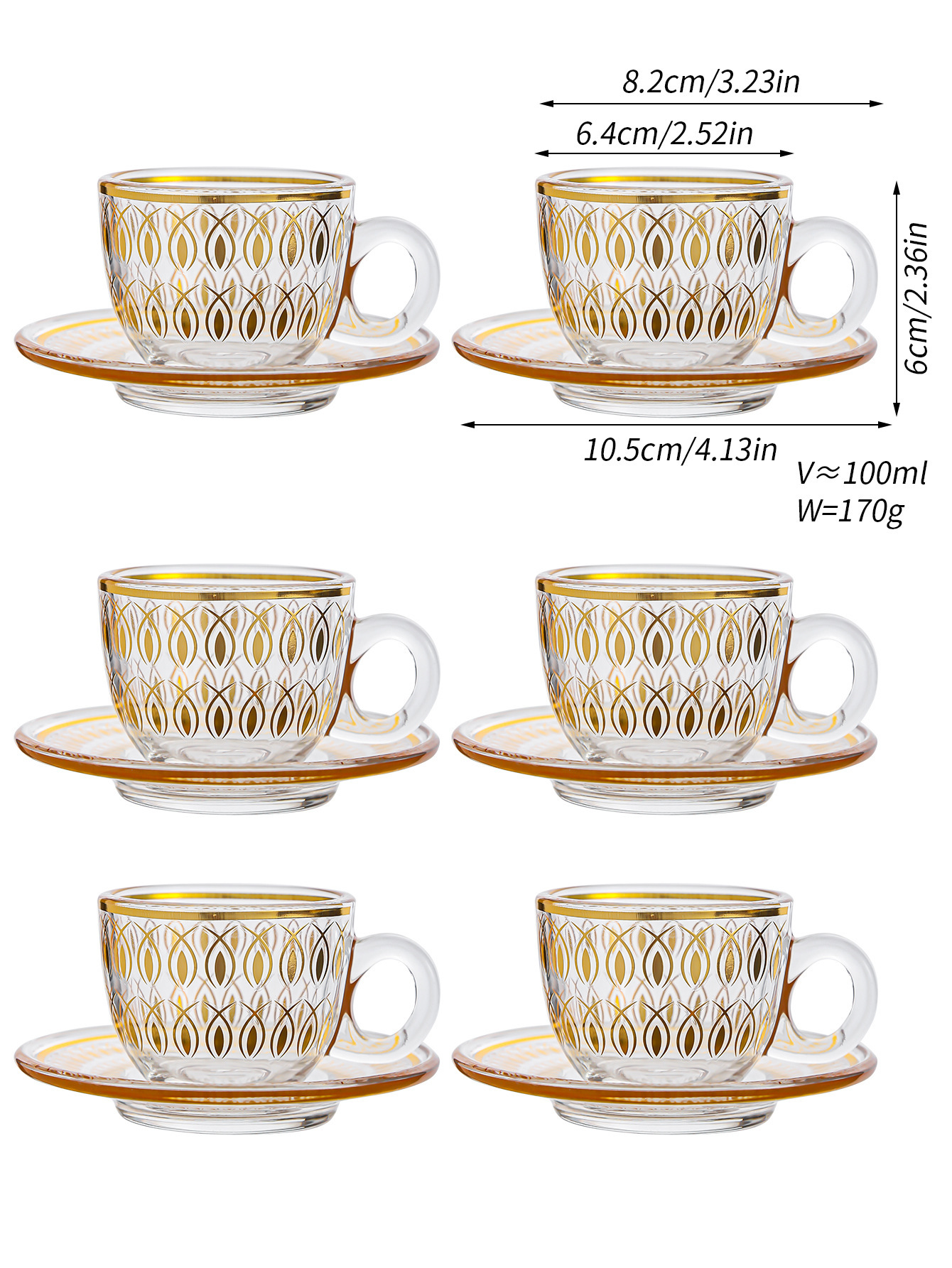 Nordic transparent gold-painted creative tea cups, glass cups, light luxury heat-insulating coffee cups and cold drink cups pic 16
