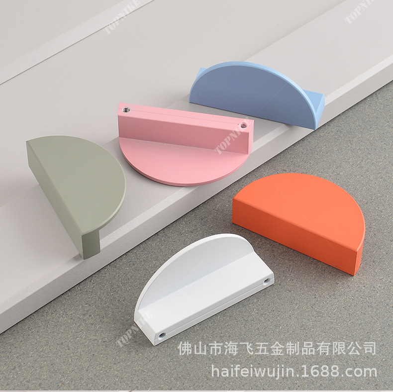顶耐衣柜门拉手橱柜抽屉把手半圆形北欧法式奶油风儿童房彩色对装详情26