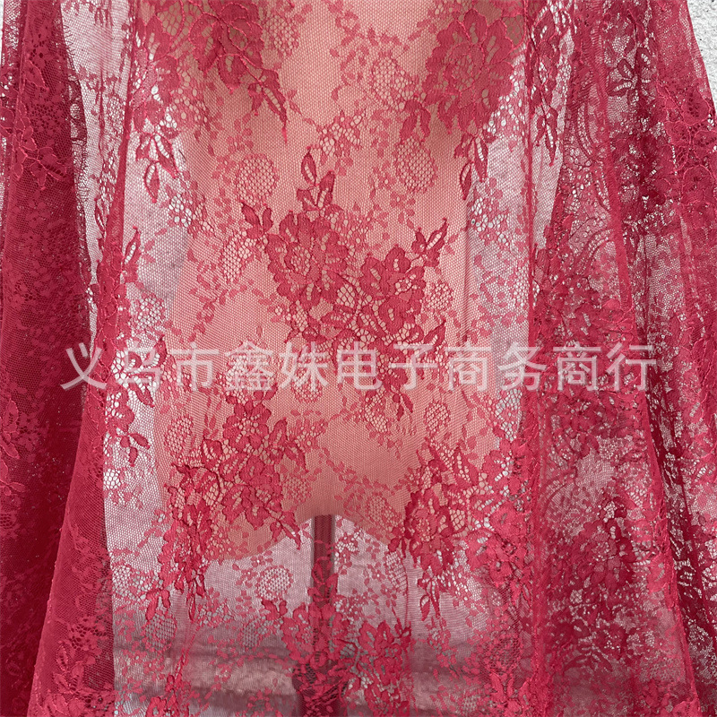 外贸爆款非洲黑人Chantillylace幅宽1.5m*3m厂家现货眼睫毛花详情27