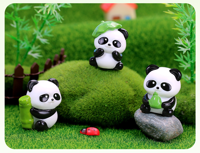 Creative new cute panda resin ornaments, home and office desktop decorations, car ornaments, keychains and small accessories pic 4